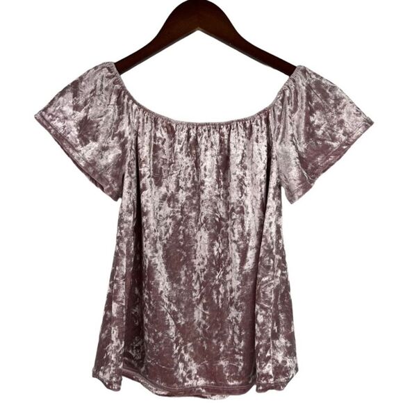 Forever 21 Pink Velvet On/Off the Shoulder Women's Blouse Size Small - Picture 2 of 7